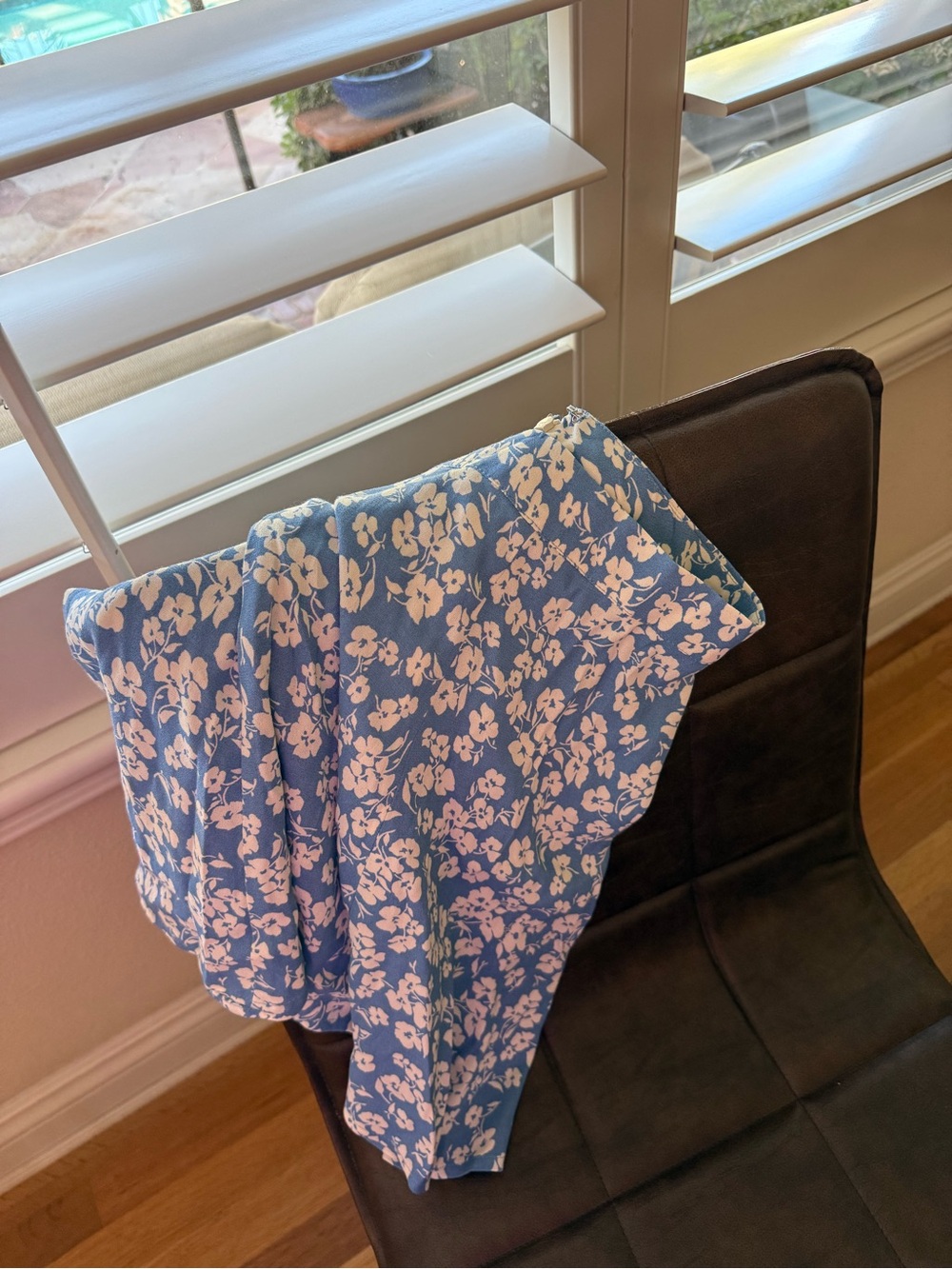 Reformation Light Blue Mini Skirt with White Floral